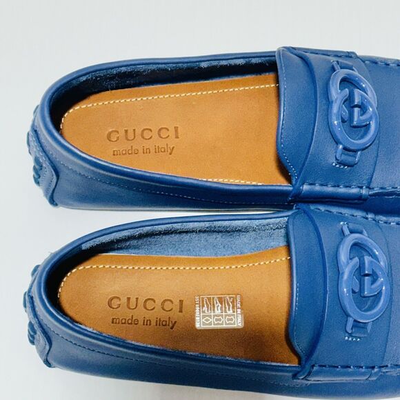 Gucci GG Interlocking Men's Loafer Blue Driver moccasins Shoes G 8/ US 8.5 NIB - Picture 9 of 16